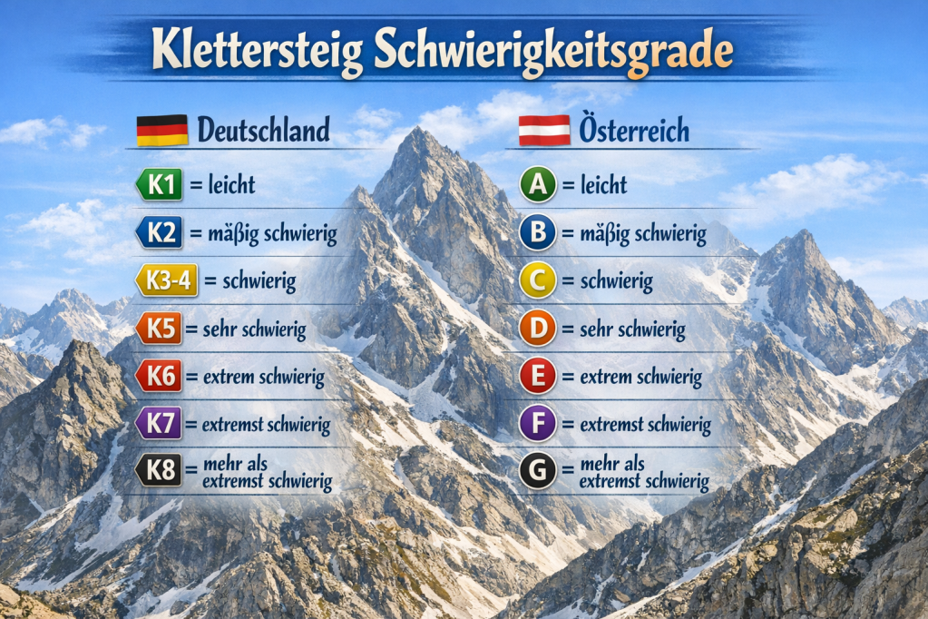 Klettersteig Schwierigkeitsgrade